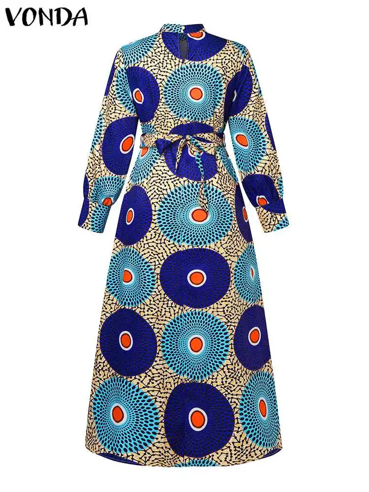Product Title: '2024 Autumn Plus Size VONDA Bohemian Long Dress - Floral Maxi Sundress