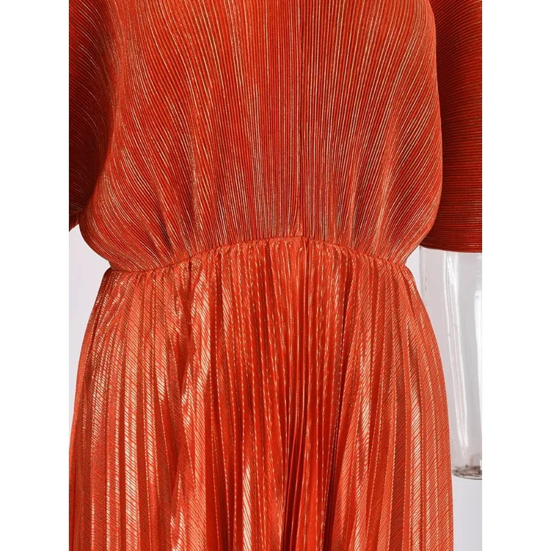 2024 Spring Sequin Dress - Elegant V-Neck Party Dress for Women - YUDX Miyake Luxury Collection