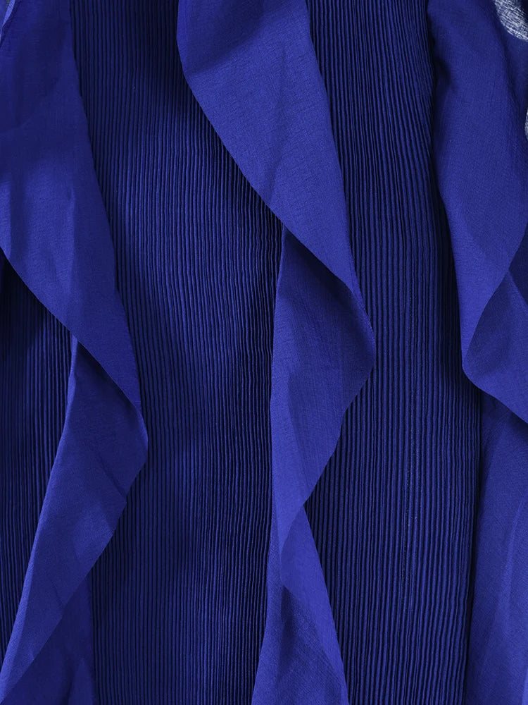 Stylish LANMREM Pleated Dress for Women - Elegant Retro Design, Long Sleeves, 2024 Collection