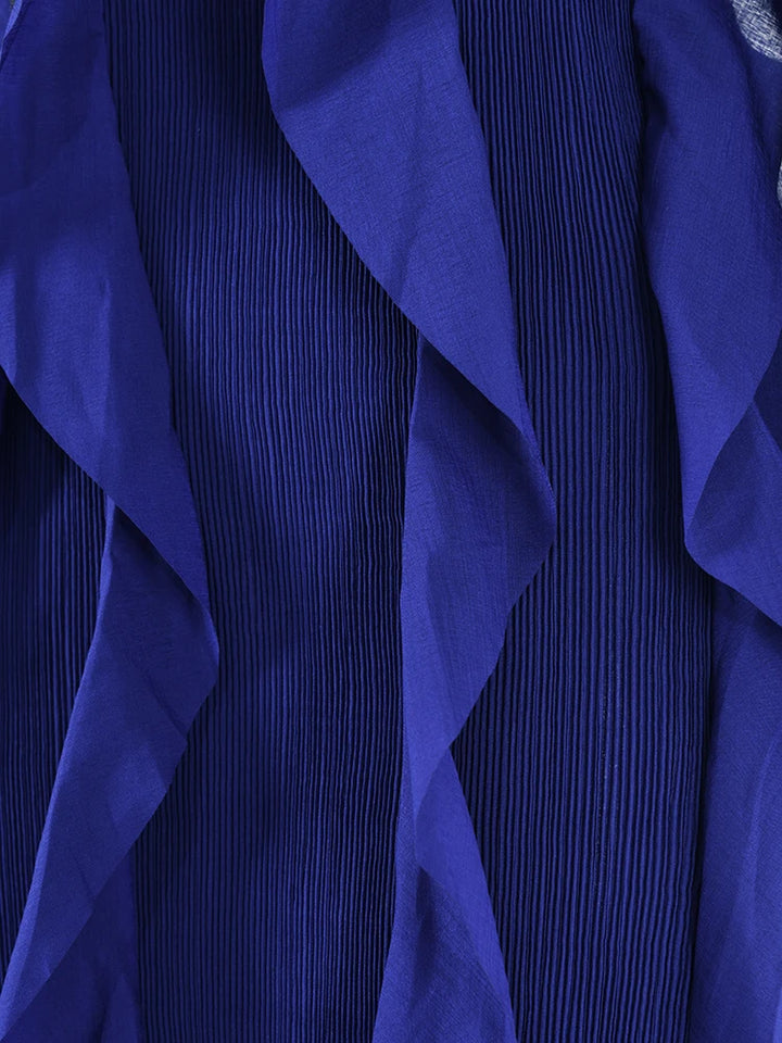 Stylish LANMREM Pleated Dress for Women - Elegant Retro Design, Long Sleeves, 2024 Collection