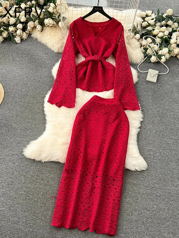 Spring / Summer 2024 Lace Flare Sleeve Two Piece Set