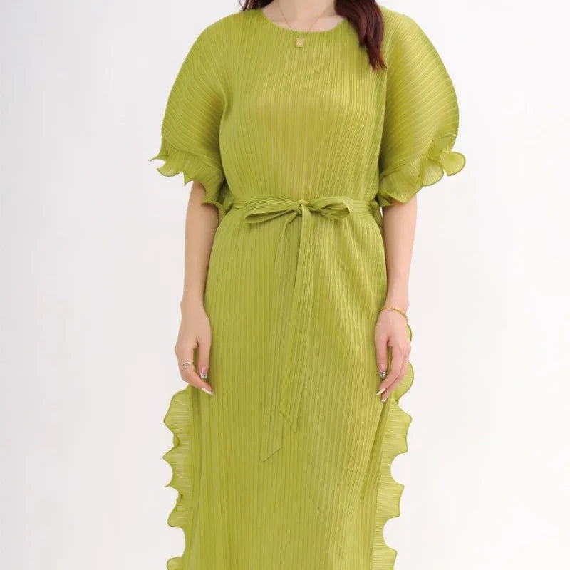 Stylish Miyake Summer Maxi Dress - Plus Size, Comfortable Fit, Lace Detail