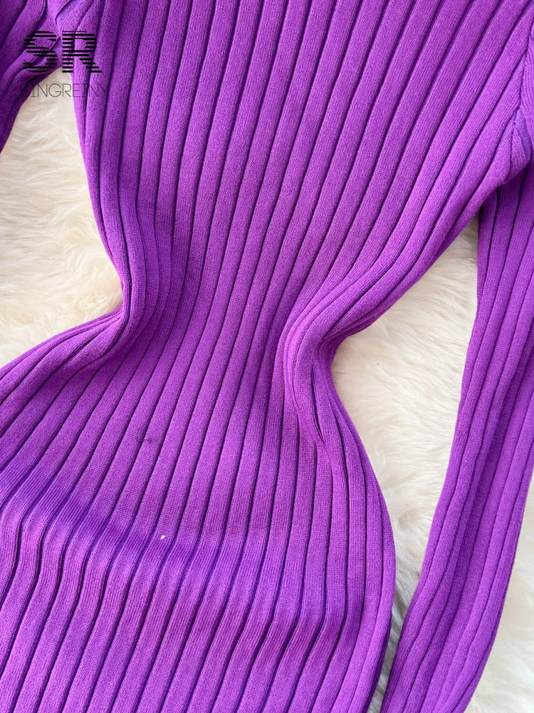 SINGREINY Winter Knit Maxi Dress - Slim Solid Pencil Sweater