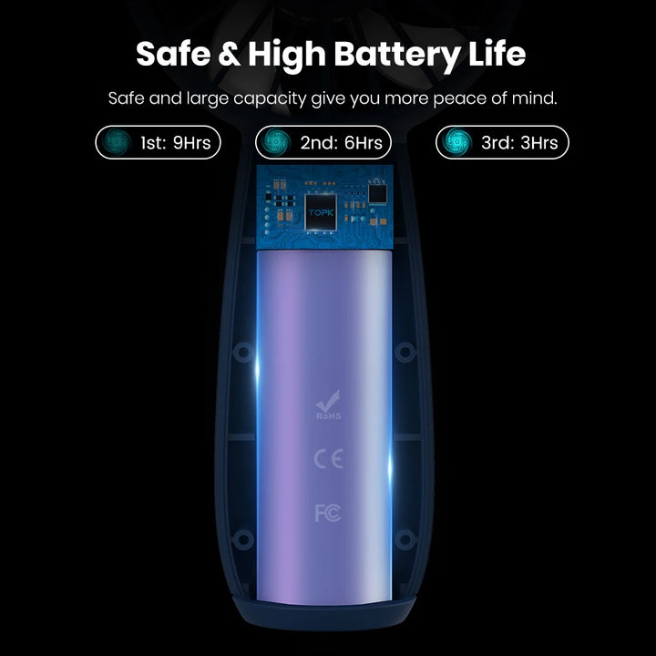 TOPK Mini Portable Fan 3 Speeds USB Rechargeable Handheld Fan