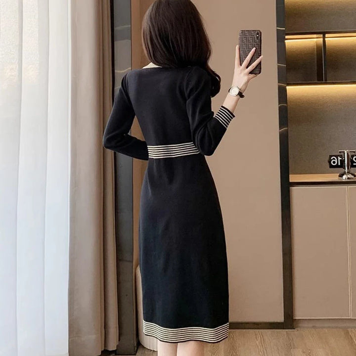 Elegant O Neck Waist Bodycon Dress for Evening Parties - Spring/Autumn Season