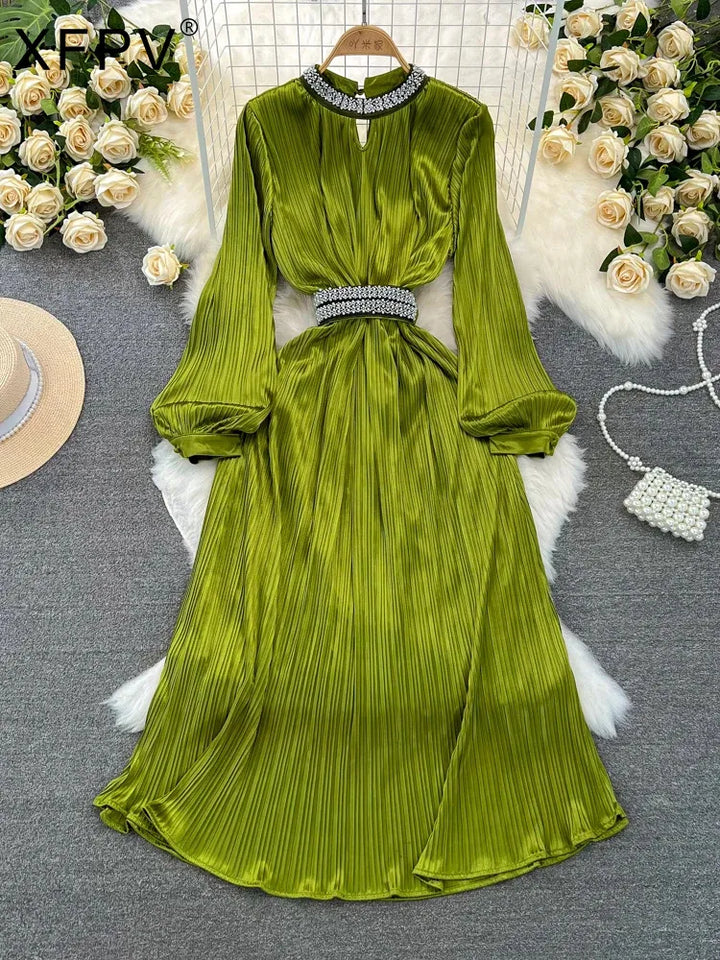 XFPV Women Diamond Pleated Dress SM9902