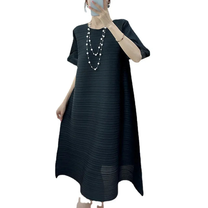 Summer 2024 Elegant Pleated Dress for Women - ALSEY Miyake