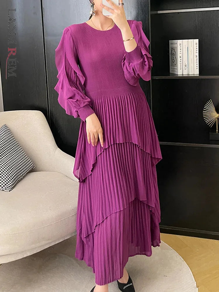 Stylish Layered Pleated Dress for Women - 2024 Spring Collection
