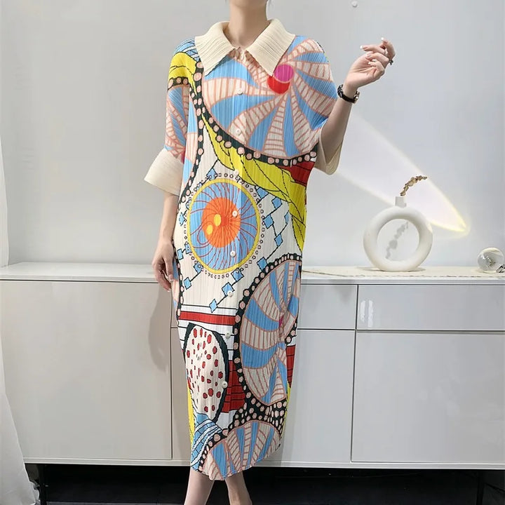 Elegant Miyake Pleated Dress - Spring/Summer 2024