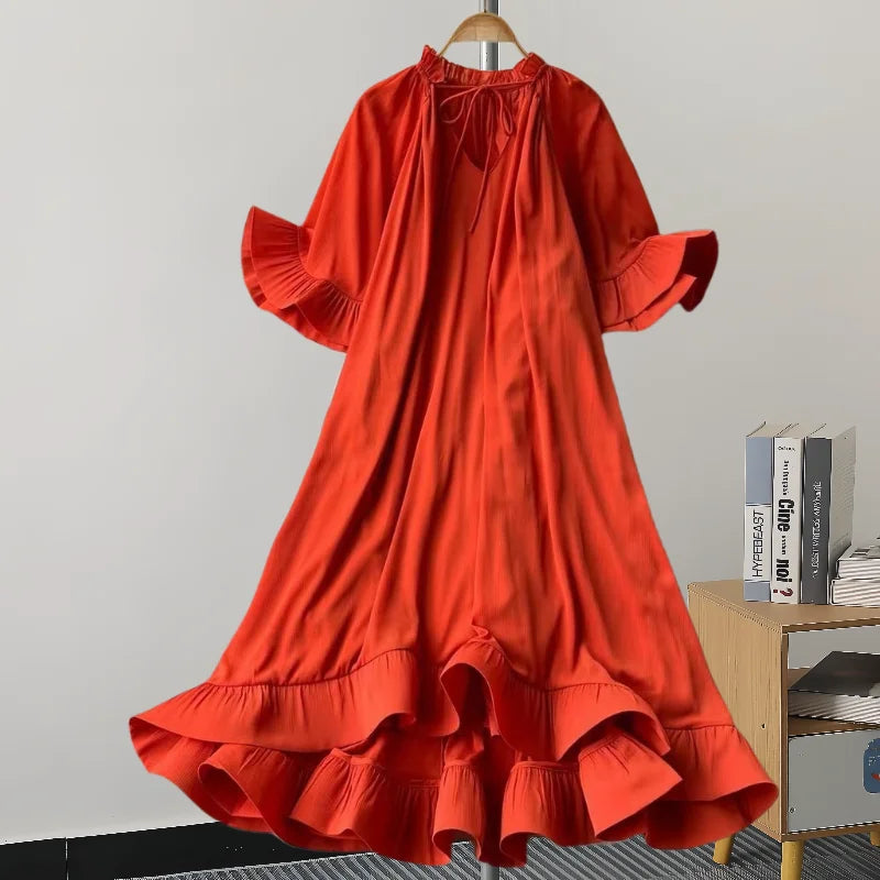 GVUW A Line Dress V Neck Flare Sleeve