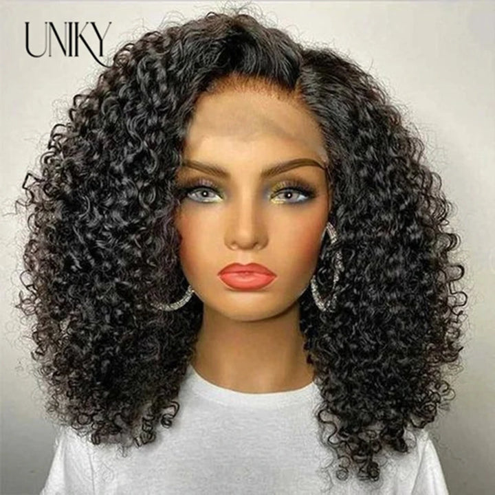 Short Bob Human Hair Jerry Curl Lace Front Wig