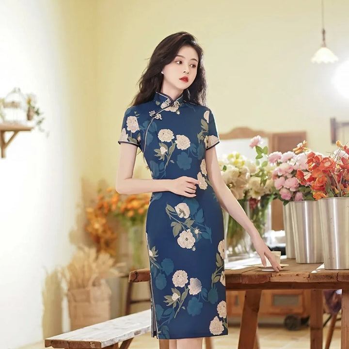 Vintage Cheongsam Qipao Dress | Elegant Ethnic Style for Women | Party Streetwear