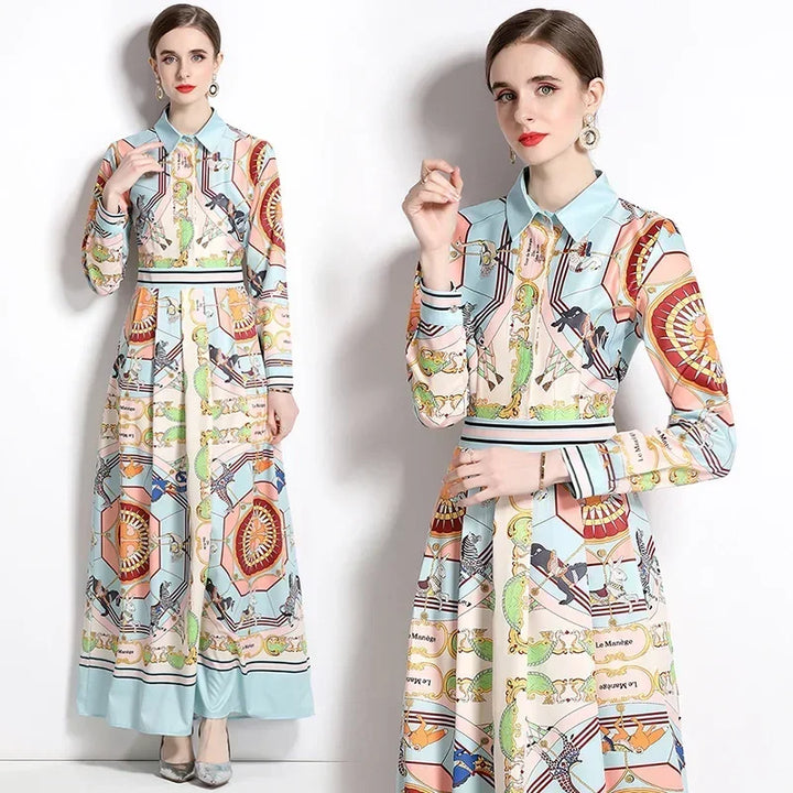 Vintage Floral Print Maxi Dress - Elegant A-line for Women's Party & Vacation