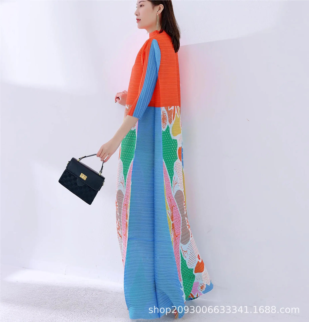 Miyake Patchwork Color Printed Dress 2023