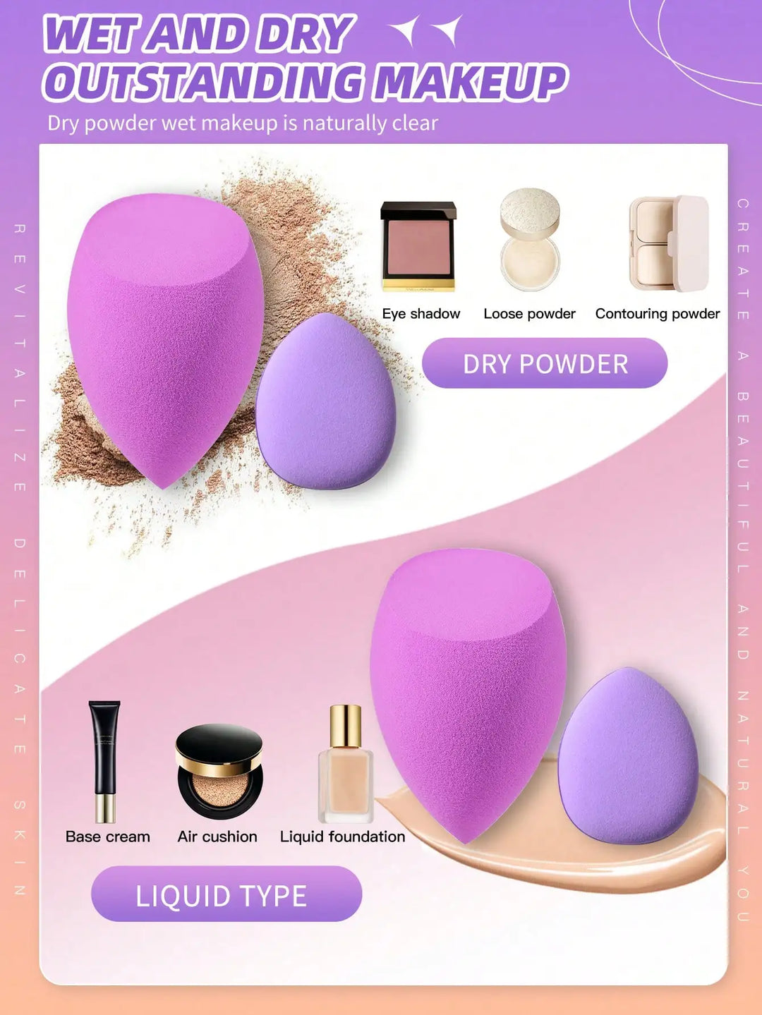 Flawless Makeup with 10-Pc Sponge Set - Professional Beauty Tools for Liquid & Powder Foundation