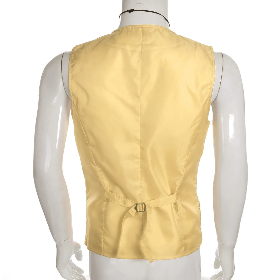 Men's Sequin Business Wedding Vest with Bow Tie - Formal Suit Waistcoat for Evening Party - Perfect Gift for Husband