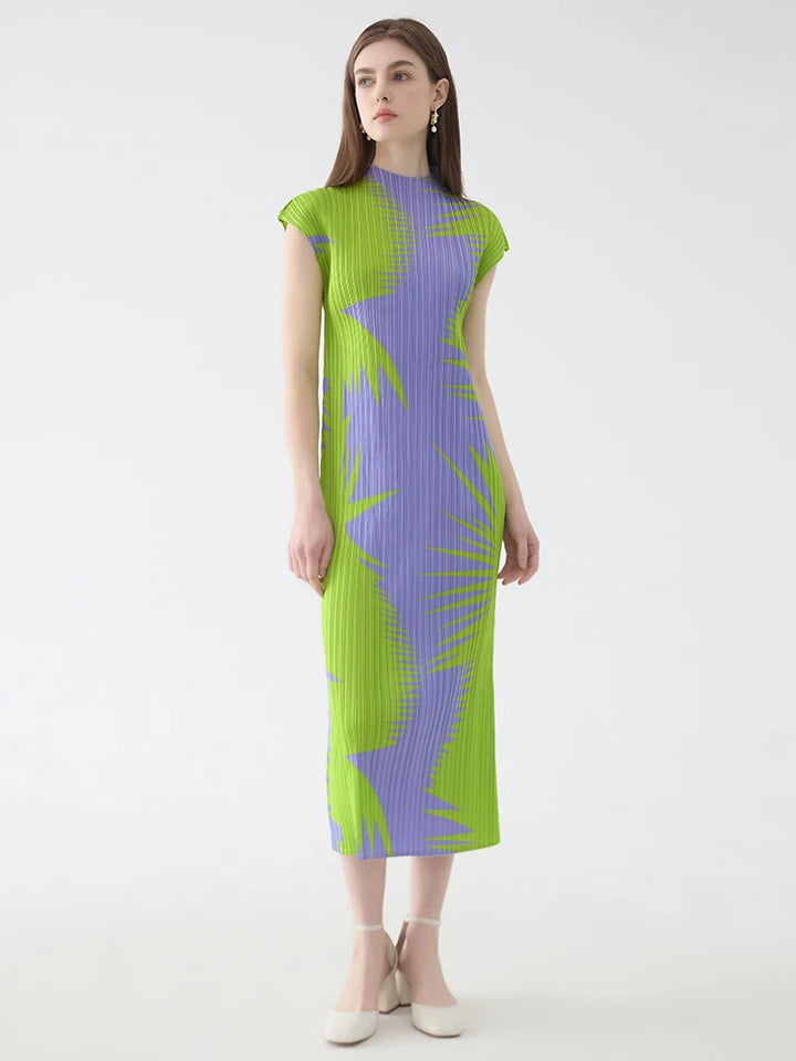 Get Ready for 2024 in Style with Our Elegant Miyake High Collar Dress - Limited Stock!