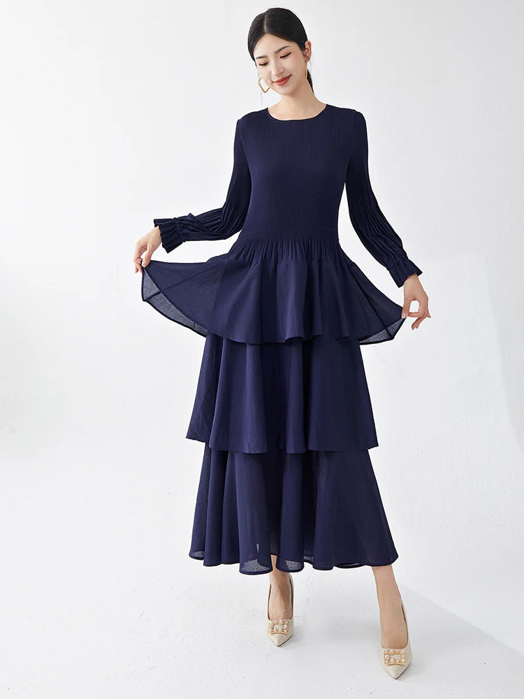 LANMREM Fashion Pleated Cake Dress