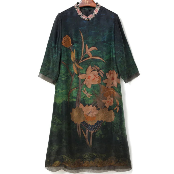 Vintage Floral Midi Dress - Elegant & Casual for Spring/Summer