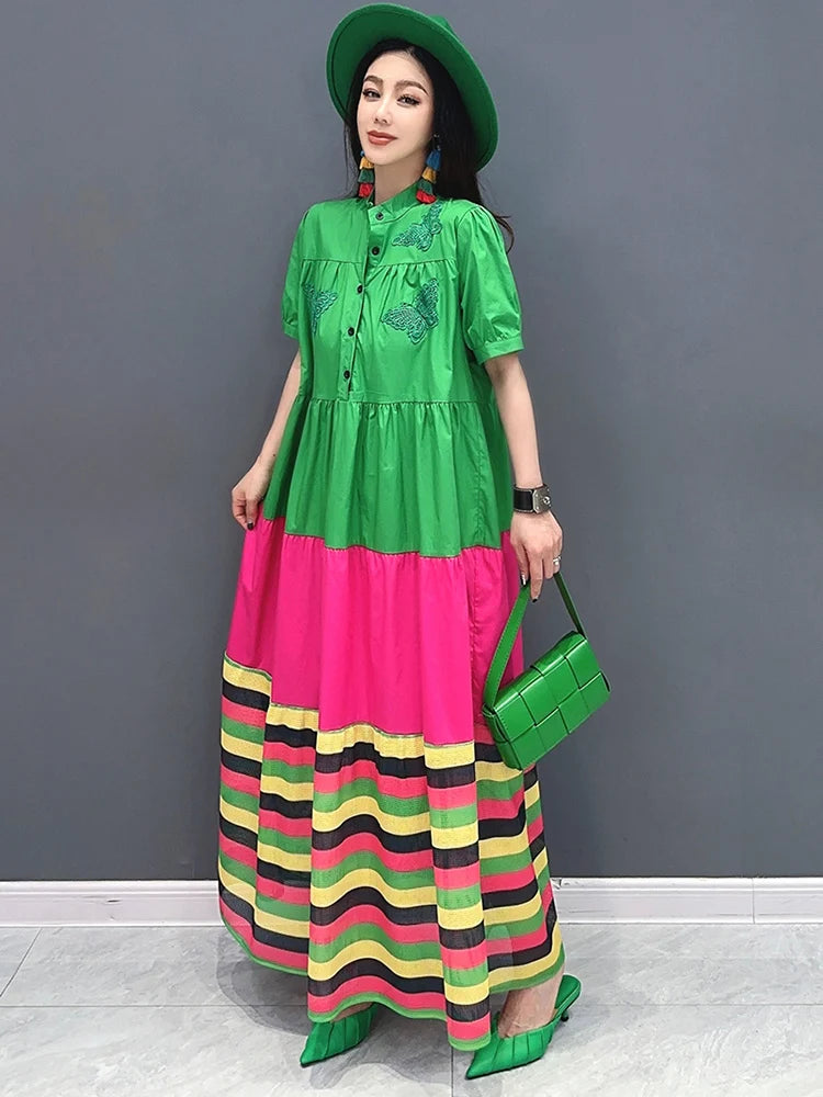 Stunning Summer Dress with Elegant Embroidery - SHENGPALAE