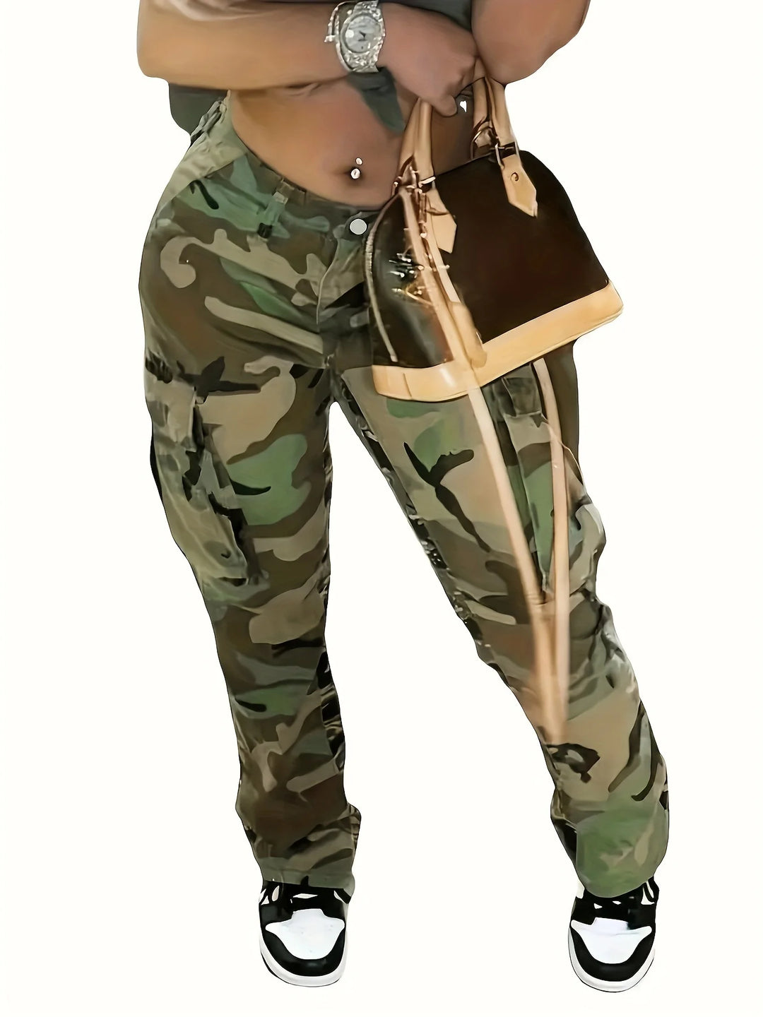 Y2K Camo Cargo Jeans: Stretchy, Comfy, & Stylish