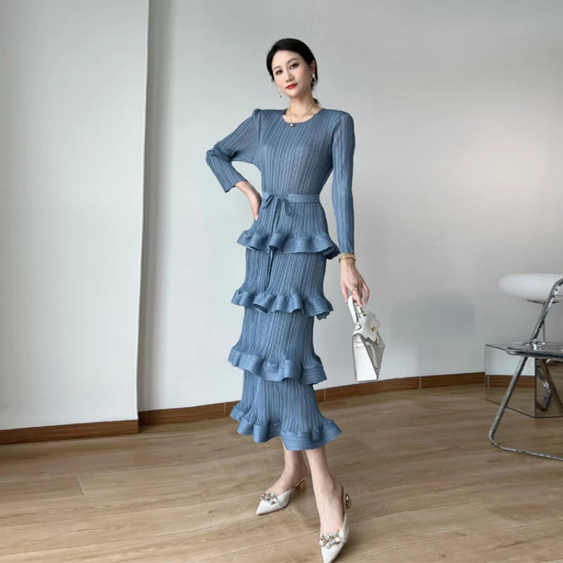 2023 Spring Pleated Dress: ASM Miyake High-grade Women's Clothing with Niche Design and Casual Party Style