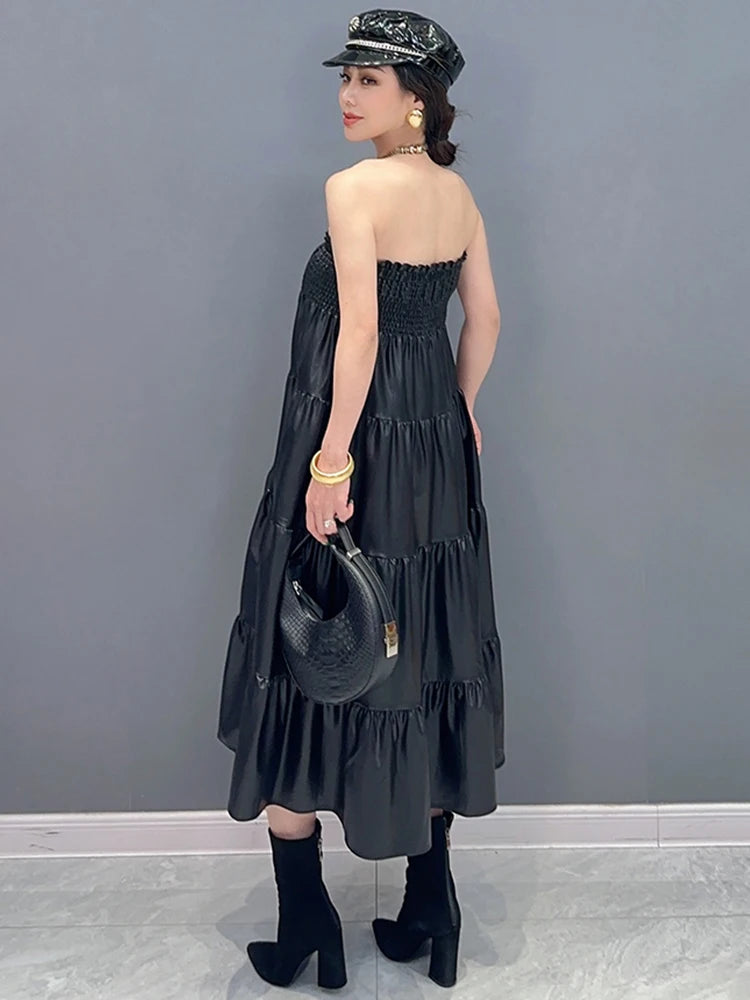 Stay Chic and Warm with our SHENGPALAE Pu Leather Skirt - 2024 Winter Collection