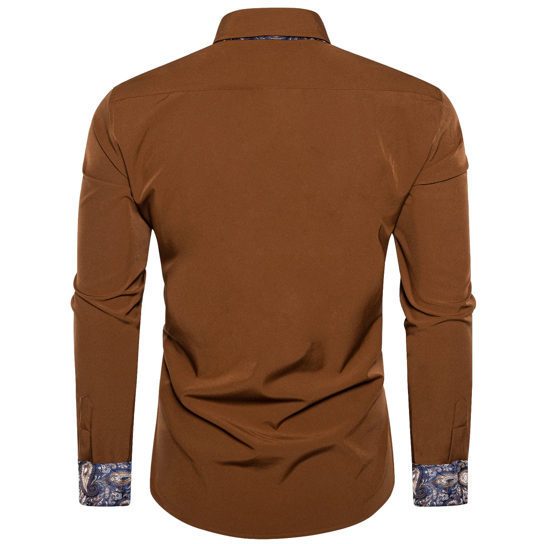 Luxury Designer Men's Brown Dress Shirt