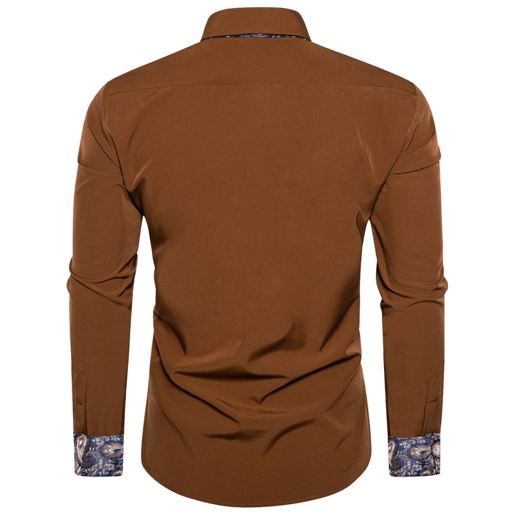 Luxury Designer Men's Brown Dress Shirt