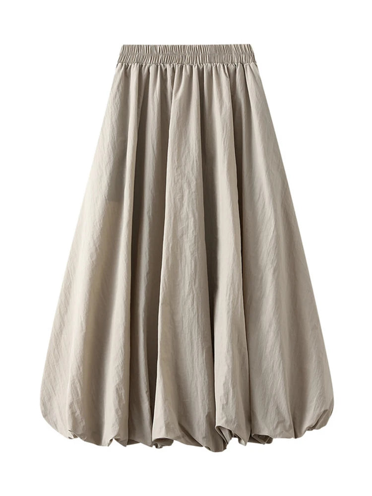 LANMREM Solid Color A-line Skirt - Versatile Spring Fashion 2024