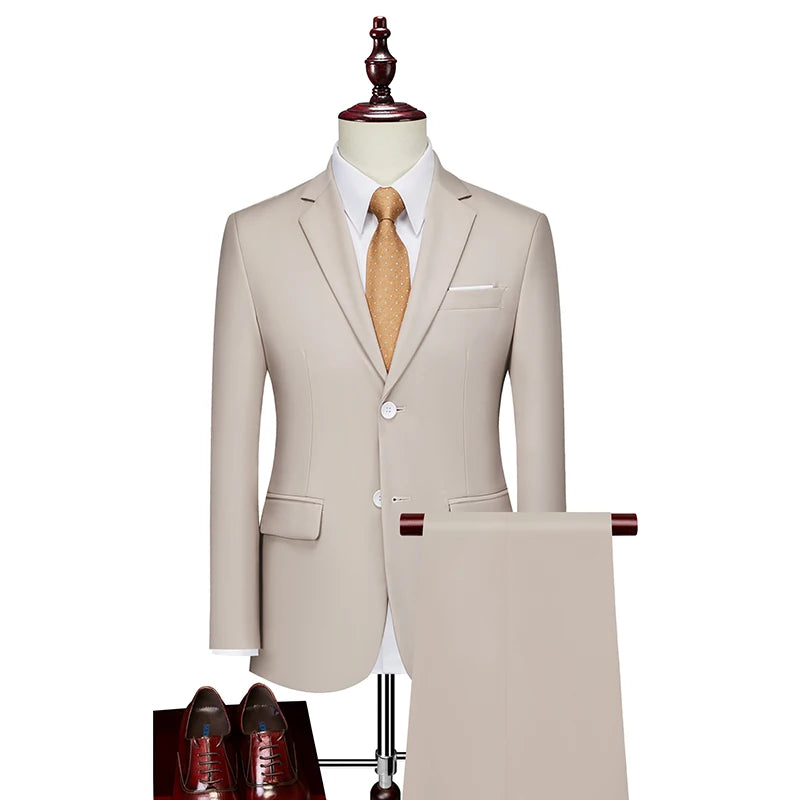 Men's 3-Piece Slim Fit Suit Set for Business, Formal, or Wedding - Jacket, Vest, and Pants