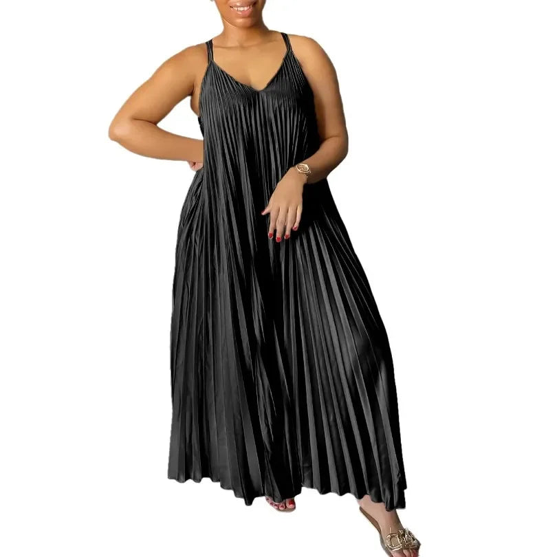 Gorgeous African Pleated Maxi Dress - Perfect for Summer Vacation!