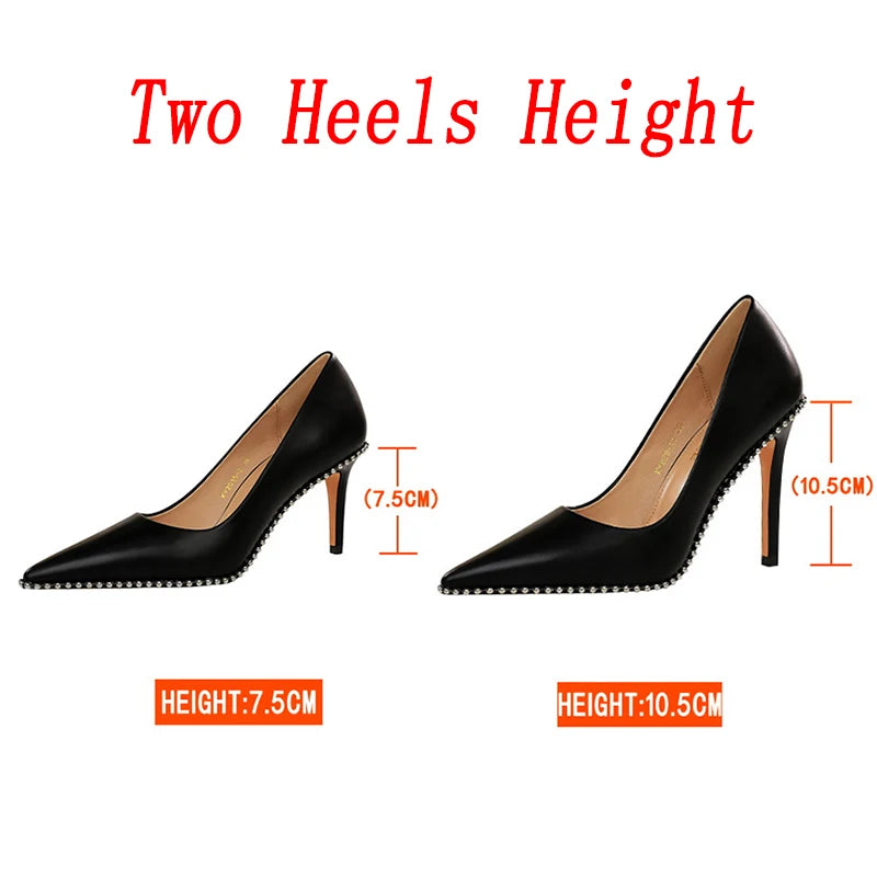 Studded Rivet Heels - 7.5cm & 10.5cm Options - Fetish Stiletto Pumps for Women - Catwalk & Event Shoes