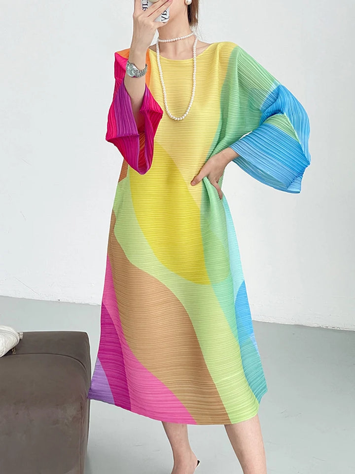 Transform Your Style with Our Elegant DEAT Color Block Dress - Perfect for Any Occasion!
