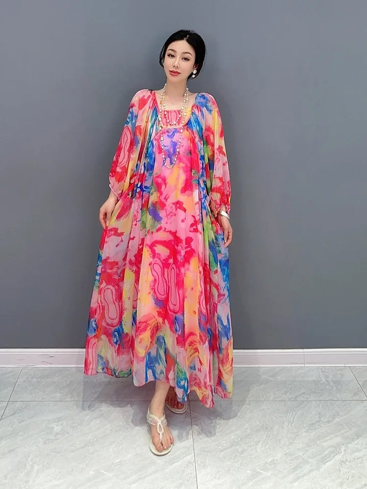 Upgrade Your Style with QING MO's 2024 Spring/Summer Flower Chiffon Dress - Thin & Chic!