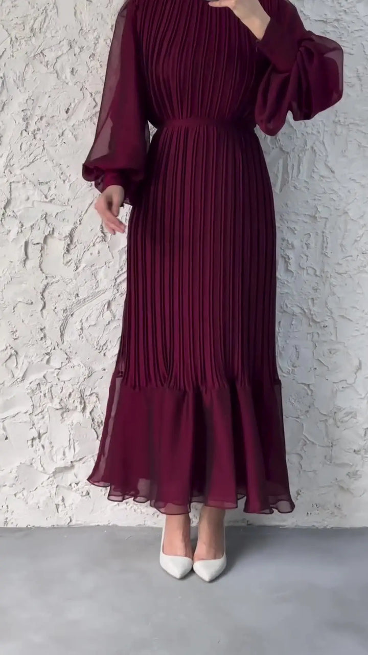 Elegant Modest Pleats Dress for Women - 2024 Spring Collection