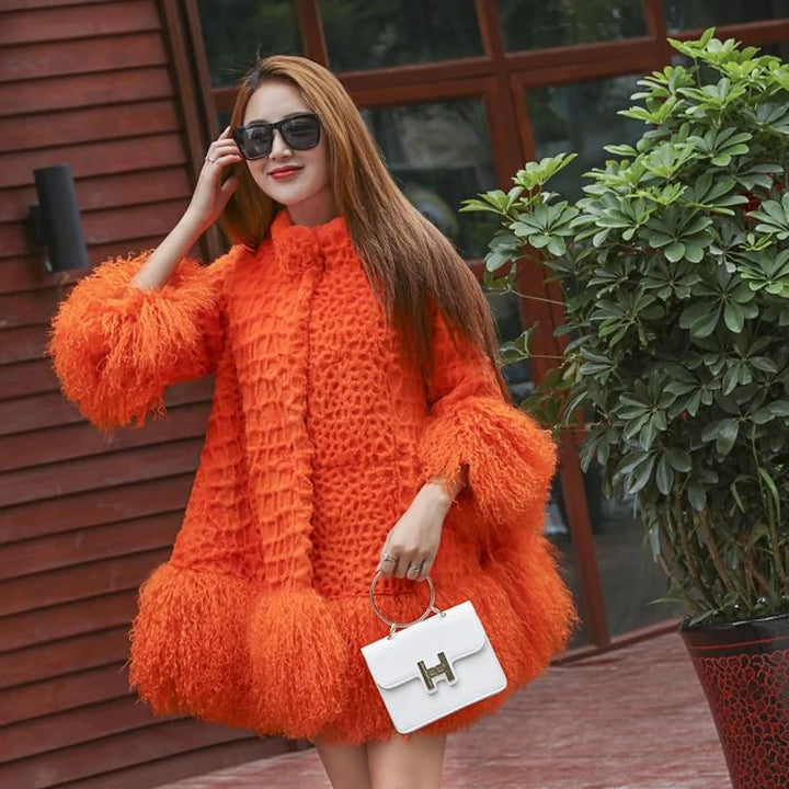 New Fur Jacket with Mongolia Sheep Fur