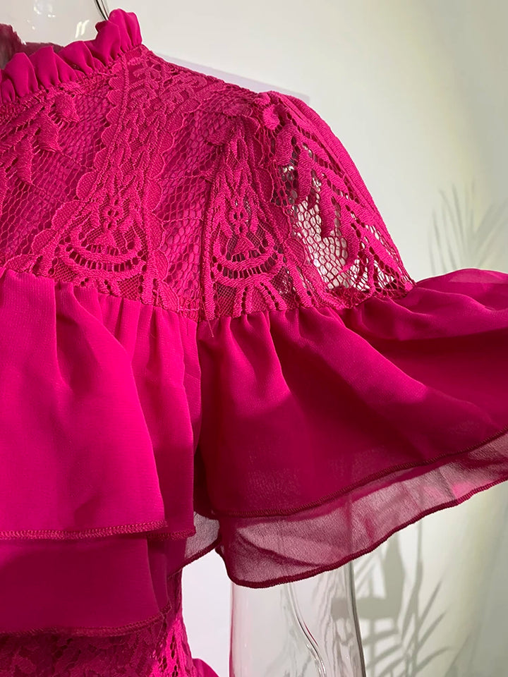 Stylish Hollow Out Ruffled Maxi Dress for Women - 2023 Summer Collection