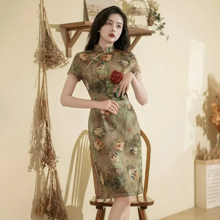 Vintage Cheongsam Qipao Dress | Elegant Ethnic Style for Women | Party Streetwear