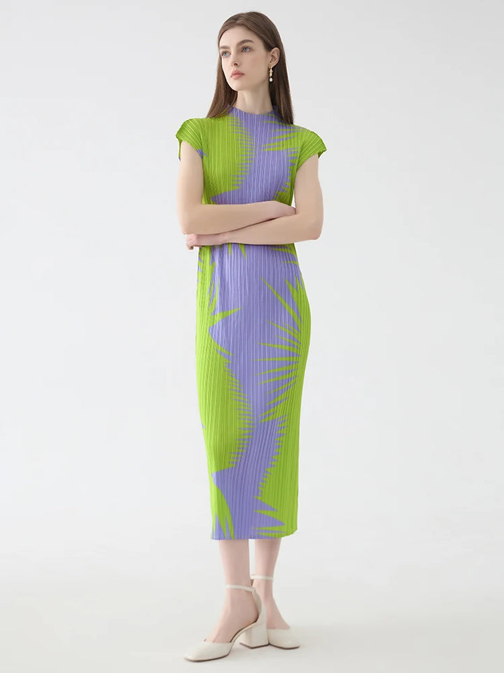 Get Ready for 2024 in Style with Our Elegant Miyake High Collar Dress - Limited Stock!