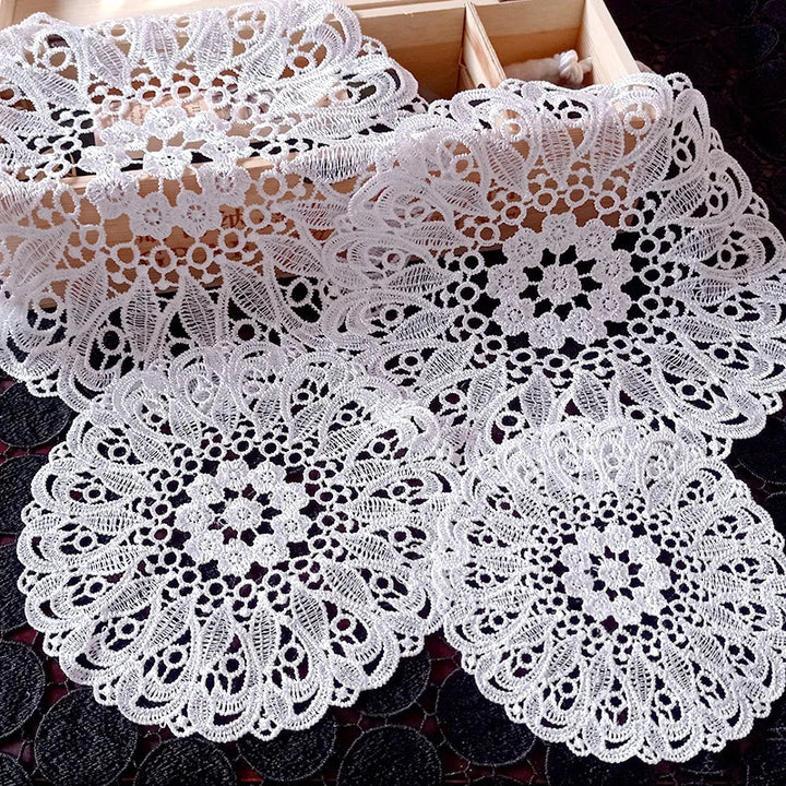 Round Hollow Lace Coaster Plate Bowl Insulation Pad Napkin Embroidery Flower Placemat Mug Dining Coffee Table Cup Mat Home Decor