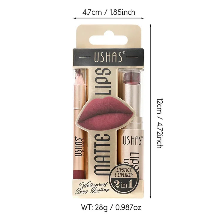 Get Kissable Lips with 2-in-1 Waterproof Lipstick Set - Free Shipping!