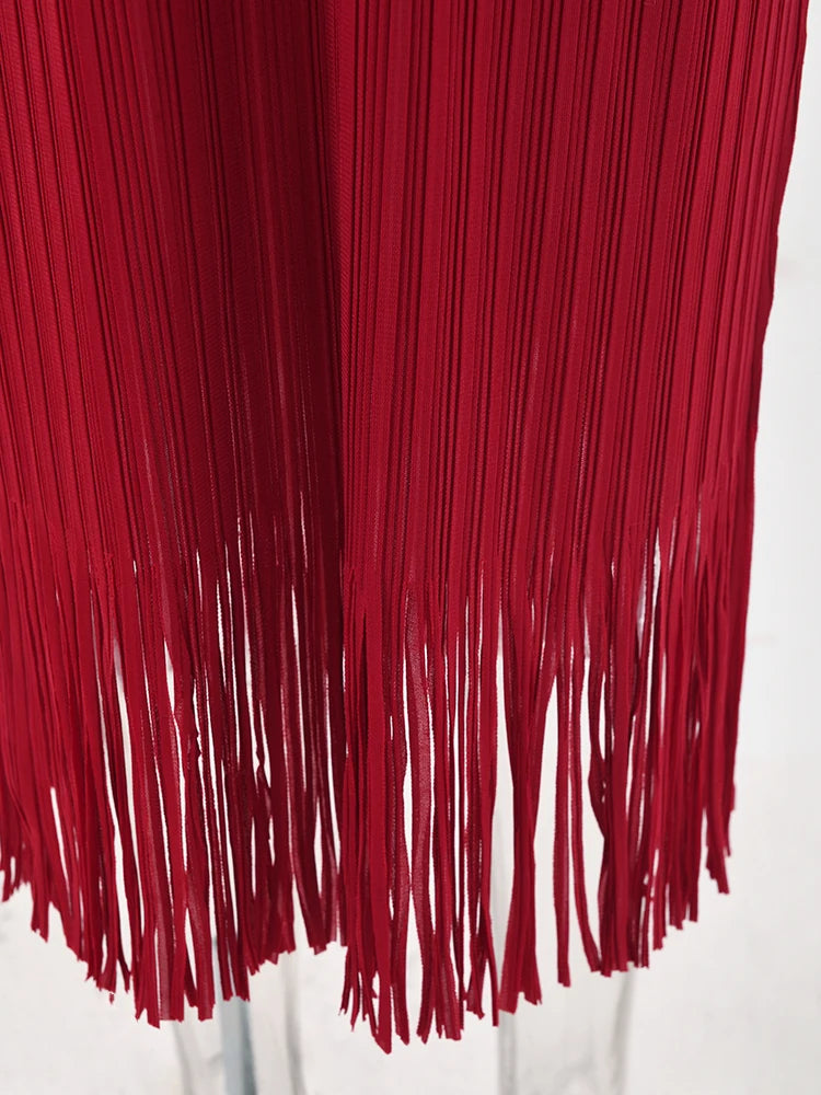 Stylish Tassel Pleated Dress for Women - Perfect for Parties and Festivals!