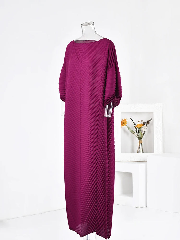 Elegant Pleated Maxi Dress - Autumn Fashion Clothing for Women - LANMREM 2AAa1410