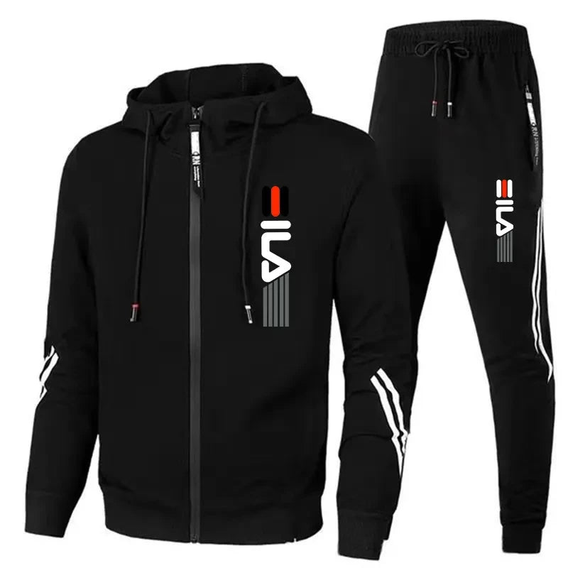 Retro Fall/Winter Men's Sports Suit - Jacket & Pant Set" Description: "Stay stylish and active with this 2-piece sportswear set. Perfect for fitness, running, or casual wear. Shop now!