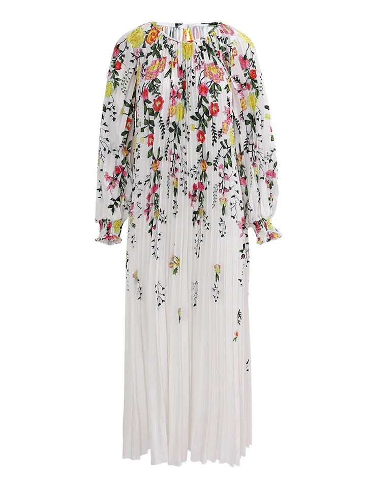 Stunning LANMREM New Print Pleated Dress for Women - Perfect for Elegant Evening Parties!