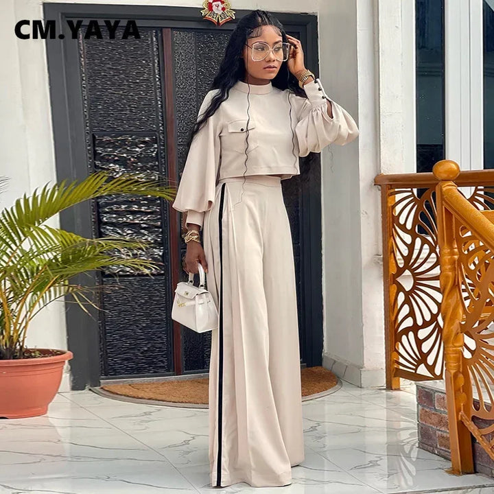 Upgrade Your Style with CM.YAYA Vintage Women's 2-Piece Tracksuit for Autumn 2023