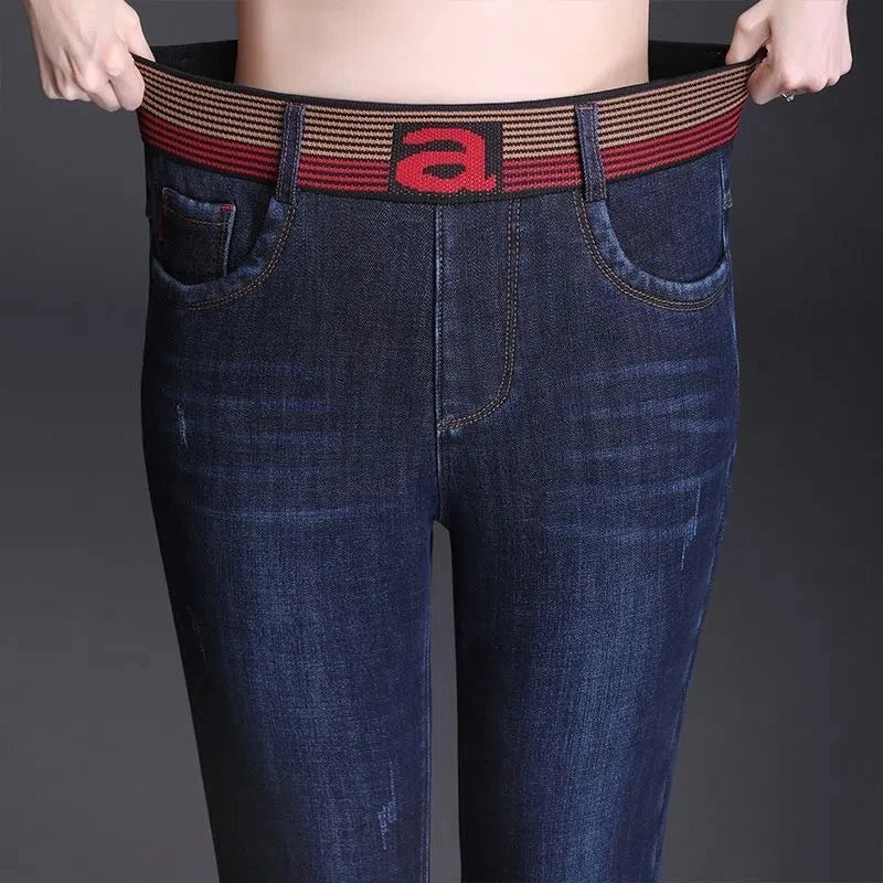 Vintage High Waist Flare Jeans - Warm & Stylish Denim for Women