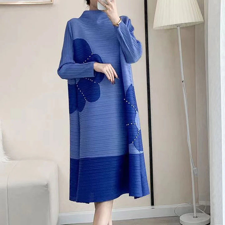 2023 Elegant French Pleated Dress for Women - Spring/Autumn Luxury Evening Wear