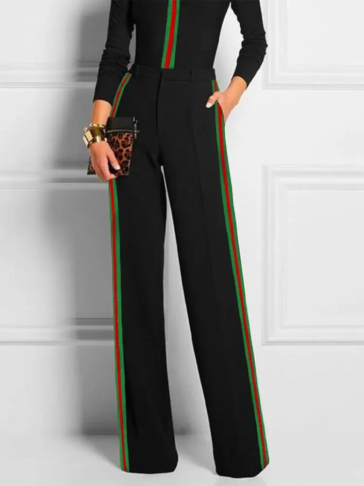 2024 New Boho Striped Wide Leg Pants | High Waist, Casual Office Trousers